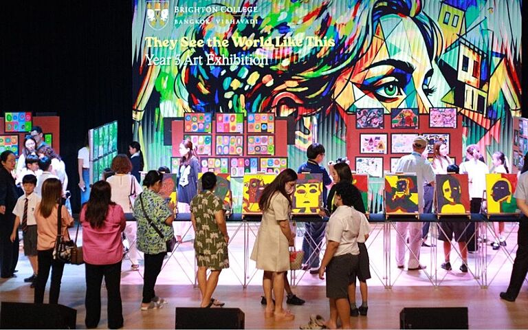  Year 5 pupils developing artistic skills and creative expression through art education at a British international school in Bangkok. 