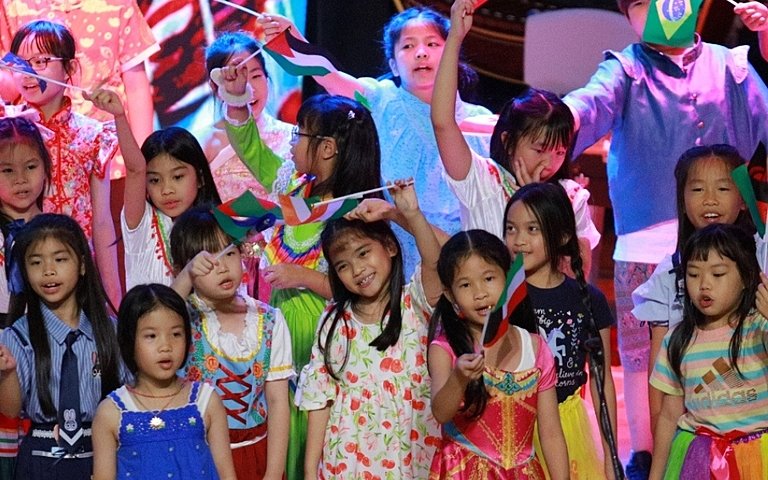  Pupils exploring different countries and cultures through music and performance in Our Musical World. 