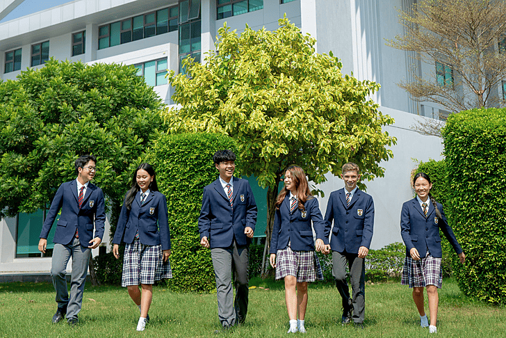  Brighton college Vibhavadi pupils walk in front of the school building 