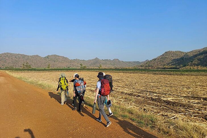  Pupils on a mountain walk during a school trip at Brighton College Vibhavadi, gaining real-world experience through purposeful learning. 